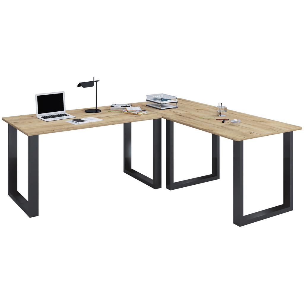 Eckschreibtisch Lona Schwarz/Eiche Dekor L: 220 cm