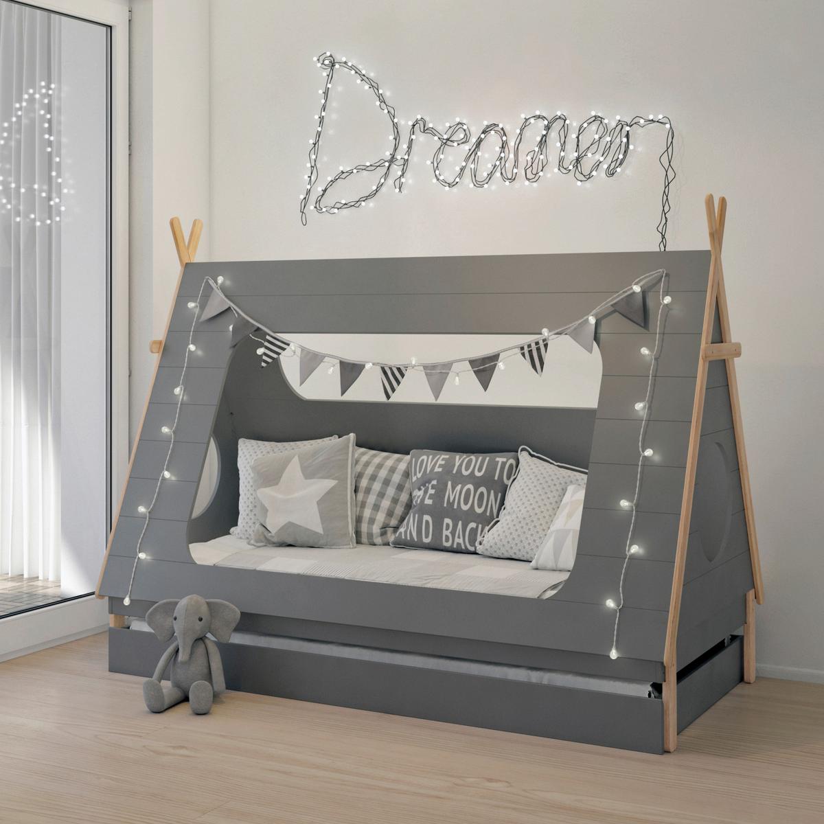 Hausbett Naturfarben /Dunkelgrau 90x200cm - Dunkelgrau/Naturfarben, Design, Holz/Holzwerkstoff (90/200cm) - Livetastic