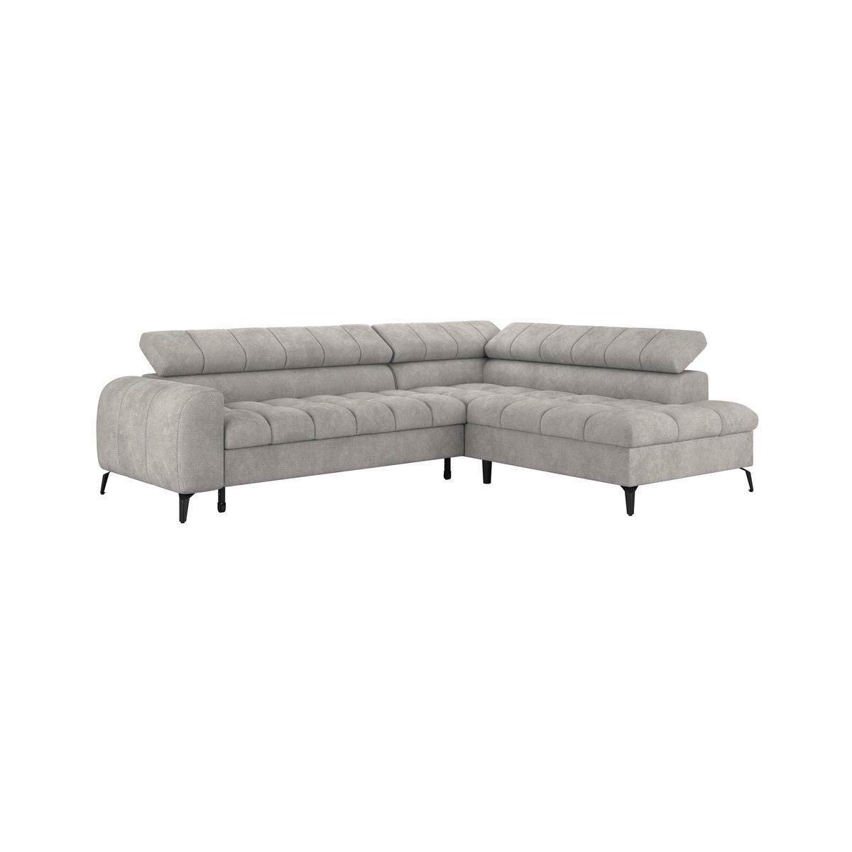 Ecksofa Volf Rechts New Hellgr Mit Schlaffunktion, 261x203 Cm - Hellgrau/Schwarz, Trend, Textil (261/203cm)