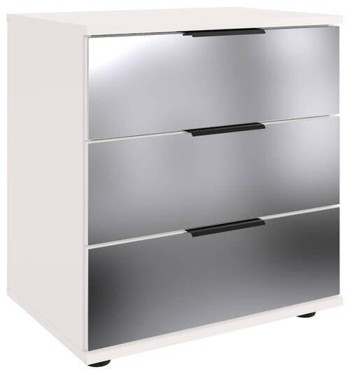 Nachkästchen Weiß H: 58 Cm Saigon - Schwarz/Weiß, MODERN, Glas/Holzwerkstoff (52/58/38cm) - MID.YOU