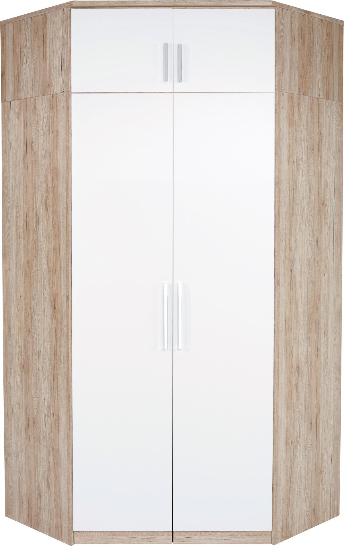 Nástavec na skříň Wien alpská bílá/ dub San Remo - bílá/barvy dubu, Konvenční, kompozitní dřevo/plast (120/39/54cm)