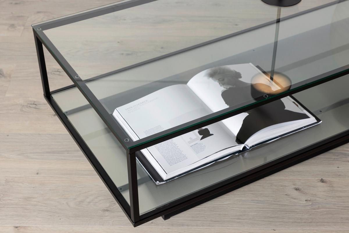 Couchtisch Maglehem - Schwarz, Design, Glas/Metall (130/60/37,5cm) - Livetastic