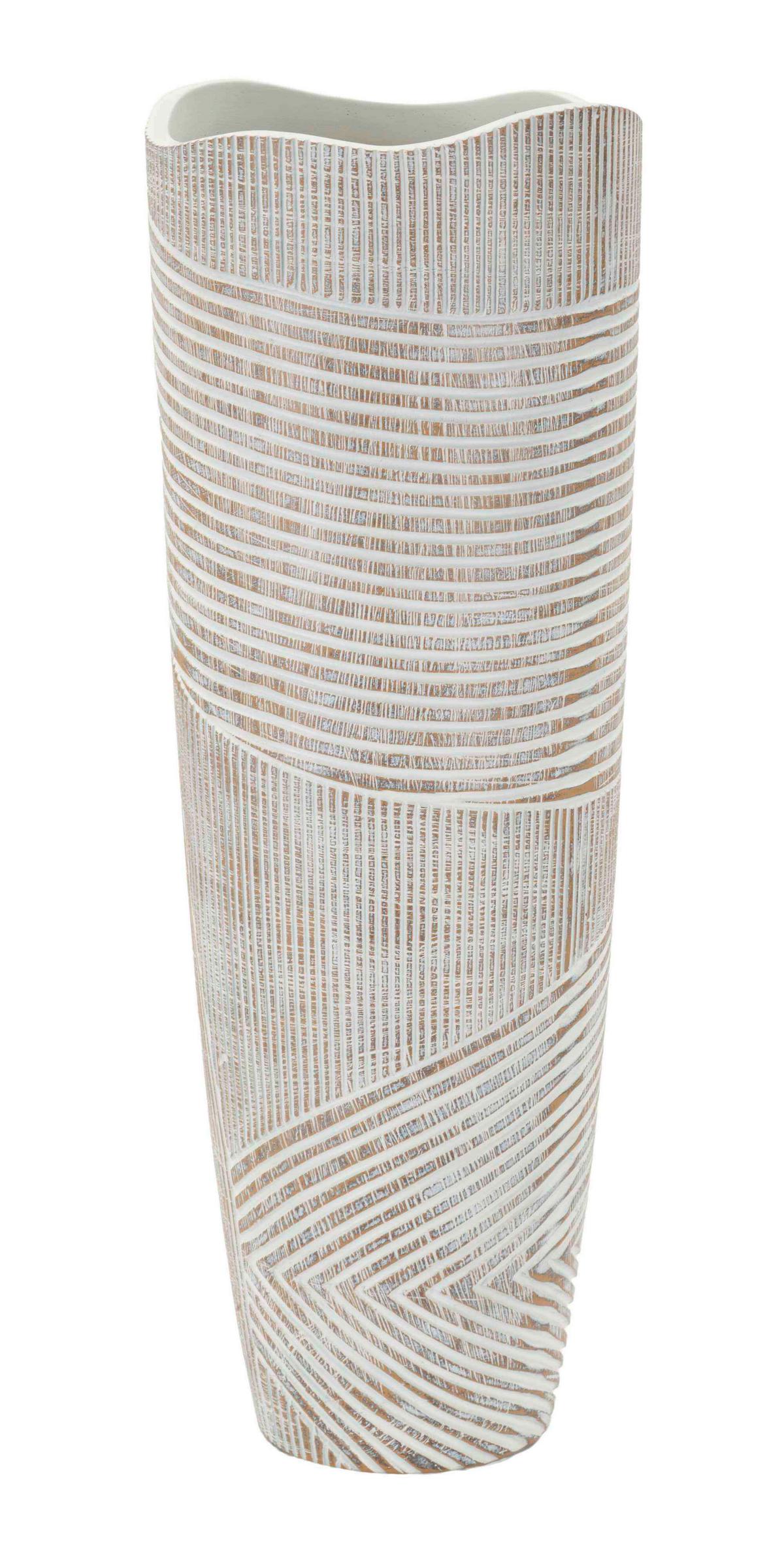 Vase Pot Resin Wood Weiß B: 19 Cm - Weiß, Basics, Kunststoff (19/55/19cm)