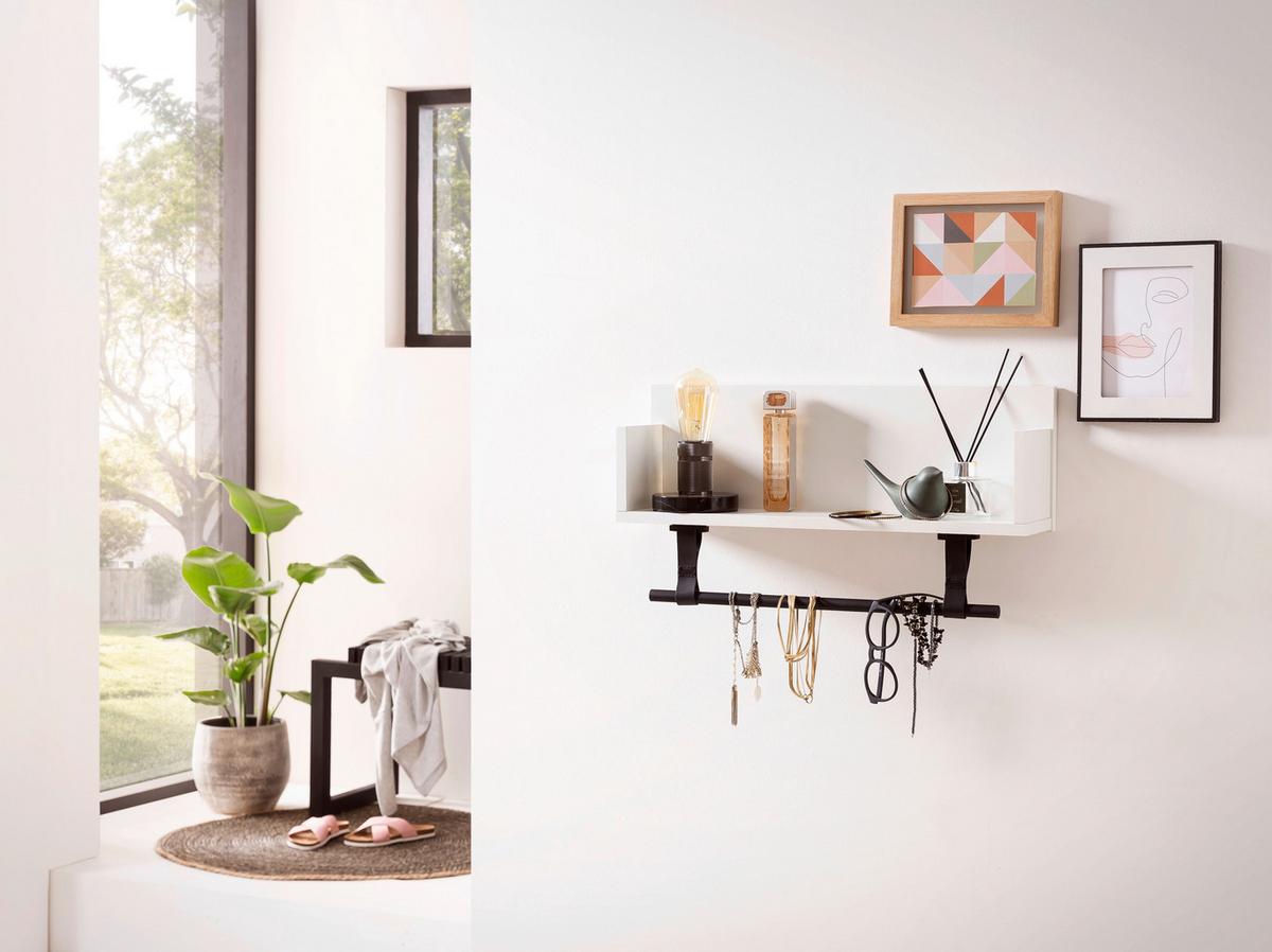 Wandregal Ella Weiß B: 59,8 - Schwarz/Weiß, Design, Holzwerkstoff (59,8/315/135cm) - MID.YOU