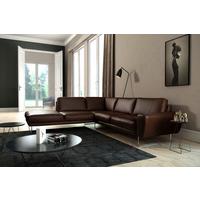 Ecksofa Spring Dunkelbraun Chrom S: 250x273cm - Chromfarben/Dunkelbraun, Design, Leder (250/273cm) - Livetastic