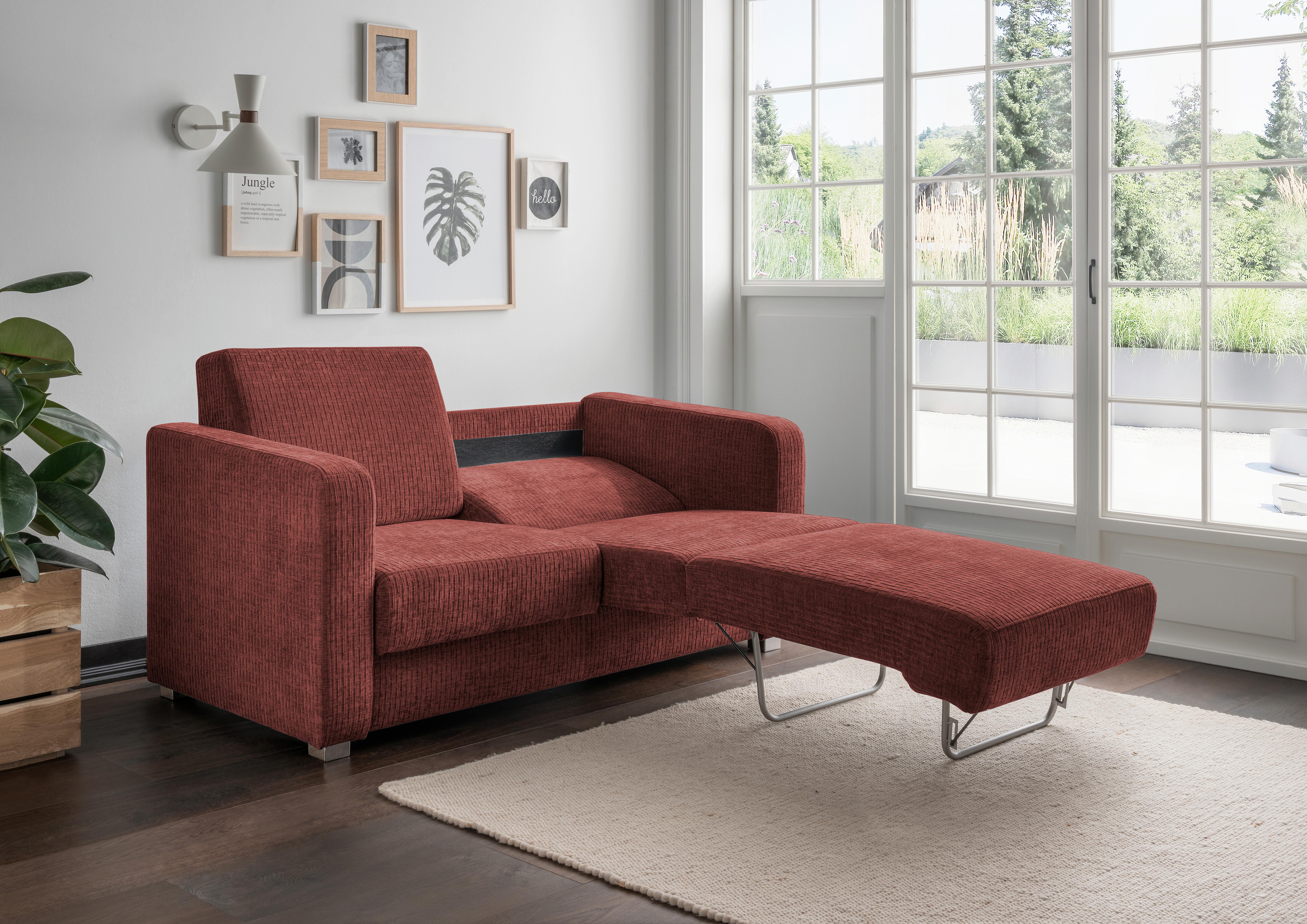 Schlafsofa Mia Mikrofaser, Koralle, B: 159 cm - Chromfarben/Koralle, Basics, Textil (159/88/87cm) - Livetastic