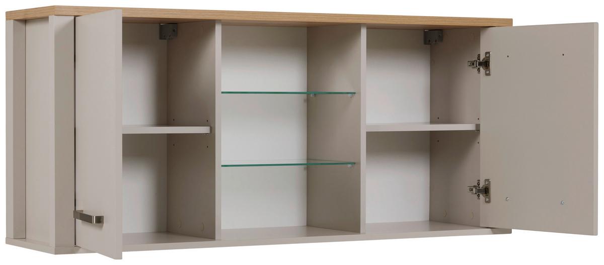 Küchenoberschrank Sardegna - Kaschmir/Eiche Artisan, ROMANTIK / LANDHAUS, Glas/Holzwerkstoff (130/57/33cm)