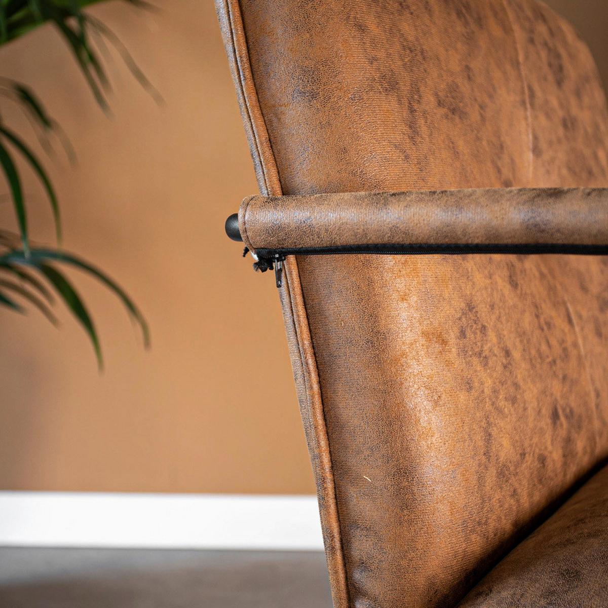 Sessel Bilbao - Cognac/Schwarz, MODERN, Textil/Metall (65/80/68cm) - MID.YOU