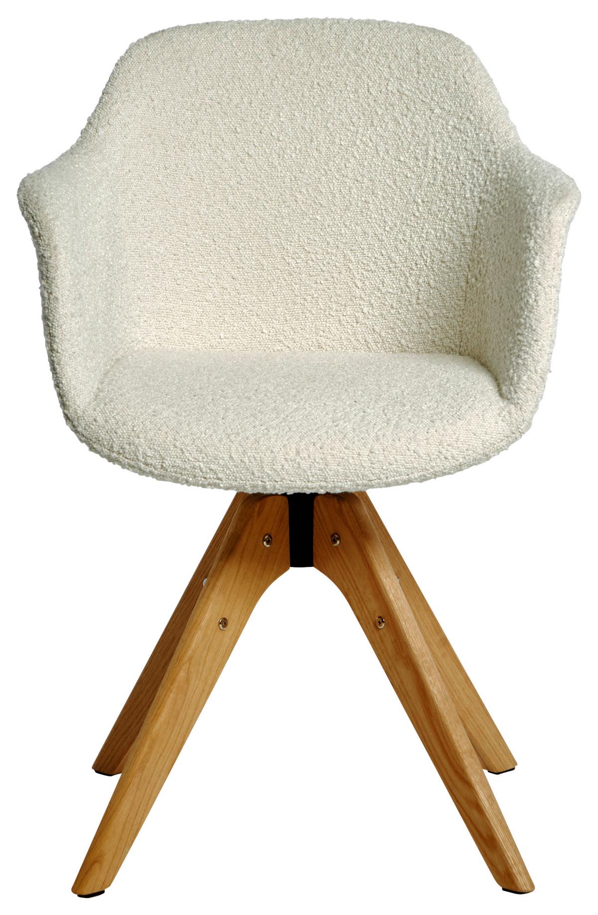 Armlehnstuhl Shell Weiß /eichefarben Echtholz-Beine - Eichefarben/Weiß, MODERN, Holz/Kunststoff (56,5/59/79cm) - Livetastic