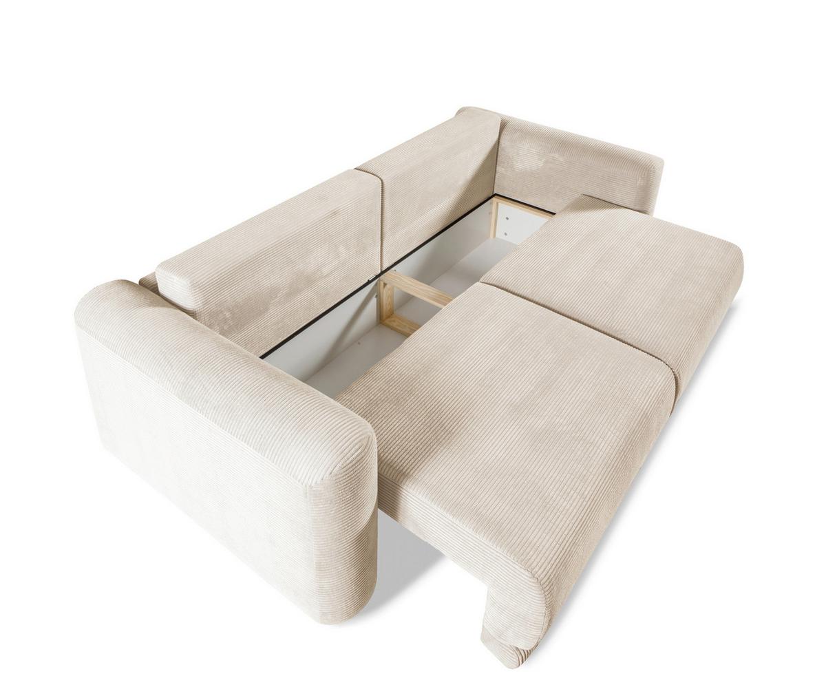 Schlafsofa Norman Creme B: 252cm - Creme/Schwarz, Design, Textil (252/93/167cm) - Livetastic