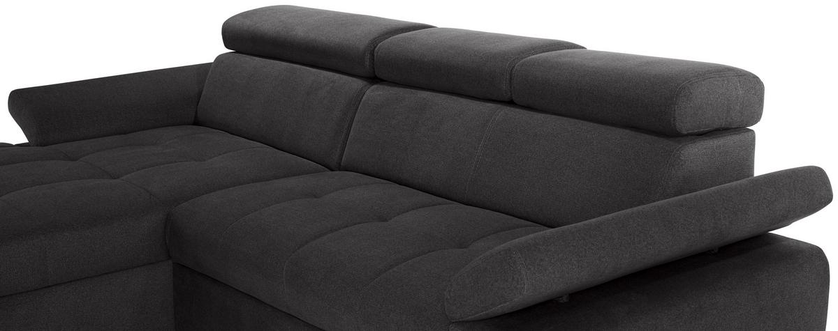 Ecksofa Mit Bettkasten Perry Graphitfarben 292x183 Cm - Silberfarben/Graphitfarben, Design, Textil (183/292cm) - Livetastic