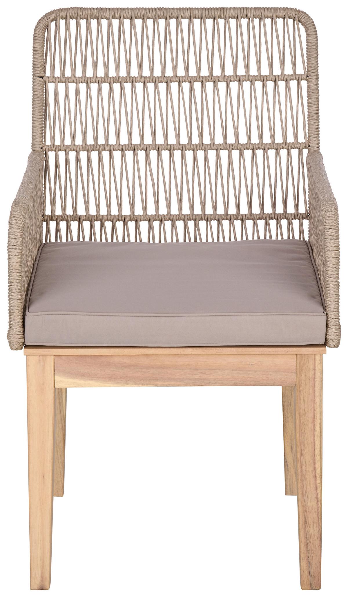 Gartenstuhl Bergen Aus Holz/kunststoff/textil - Hellbraun/Hellgrau, MODERN, Holz/Kunststoff (58/92/67cm) - Beldano