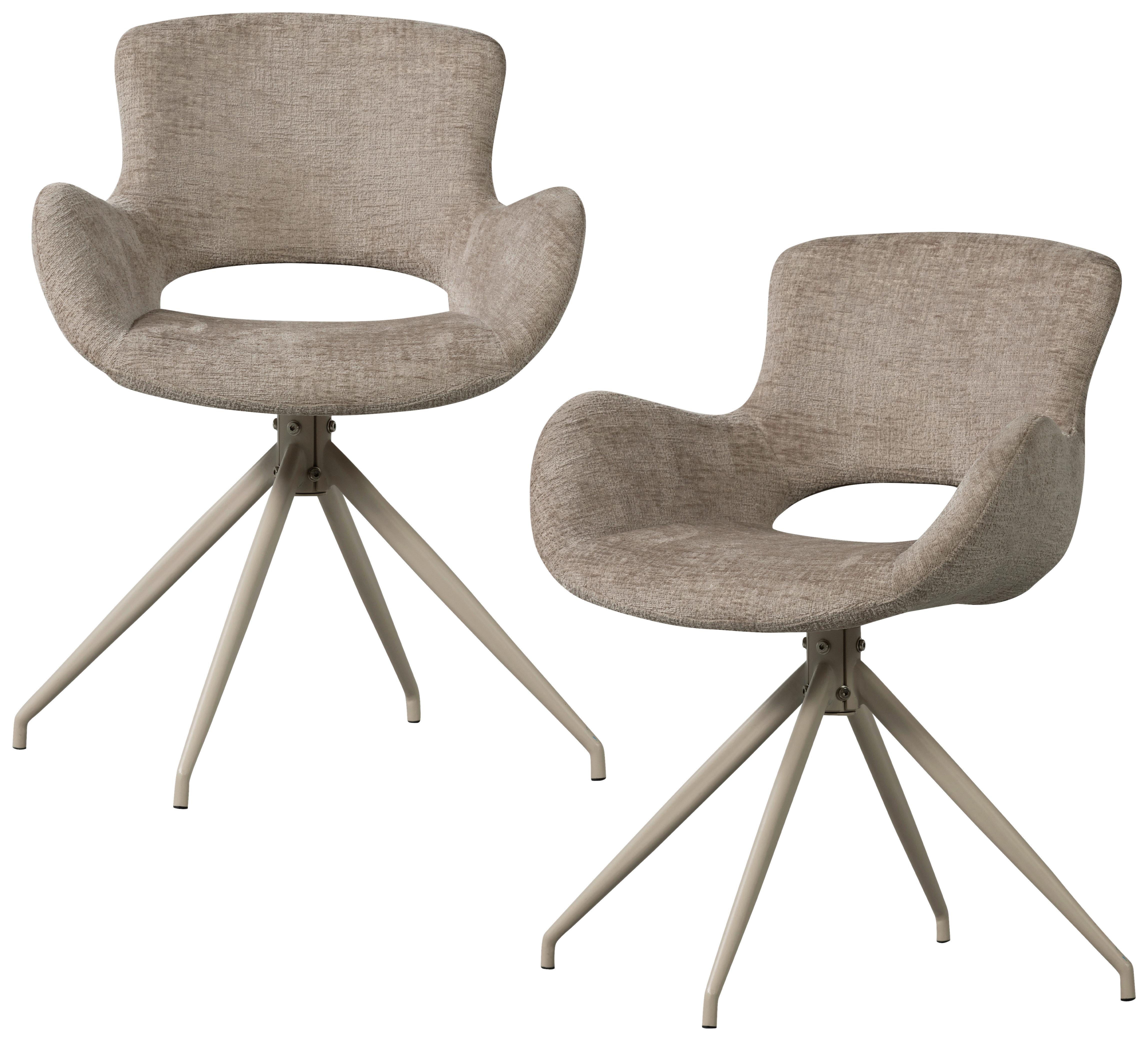 ARMLEHNSTUHL-SET Eliva Sandfarben B: 58cm - Sandfarben, MODERN, Textil/Metall (58/58/82cm) - Livetastic