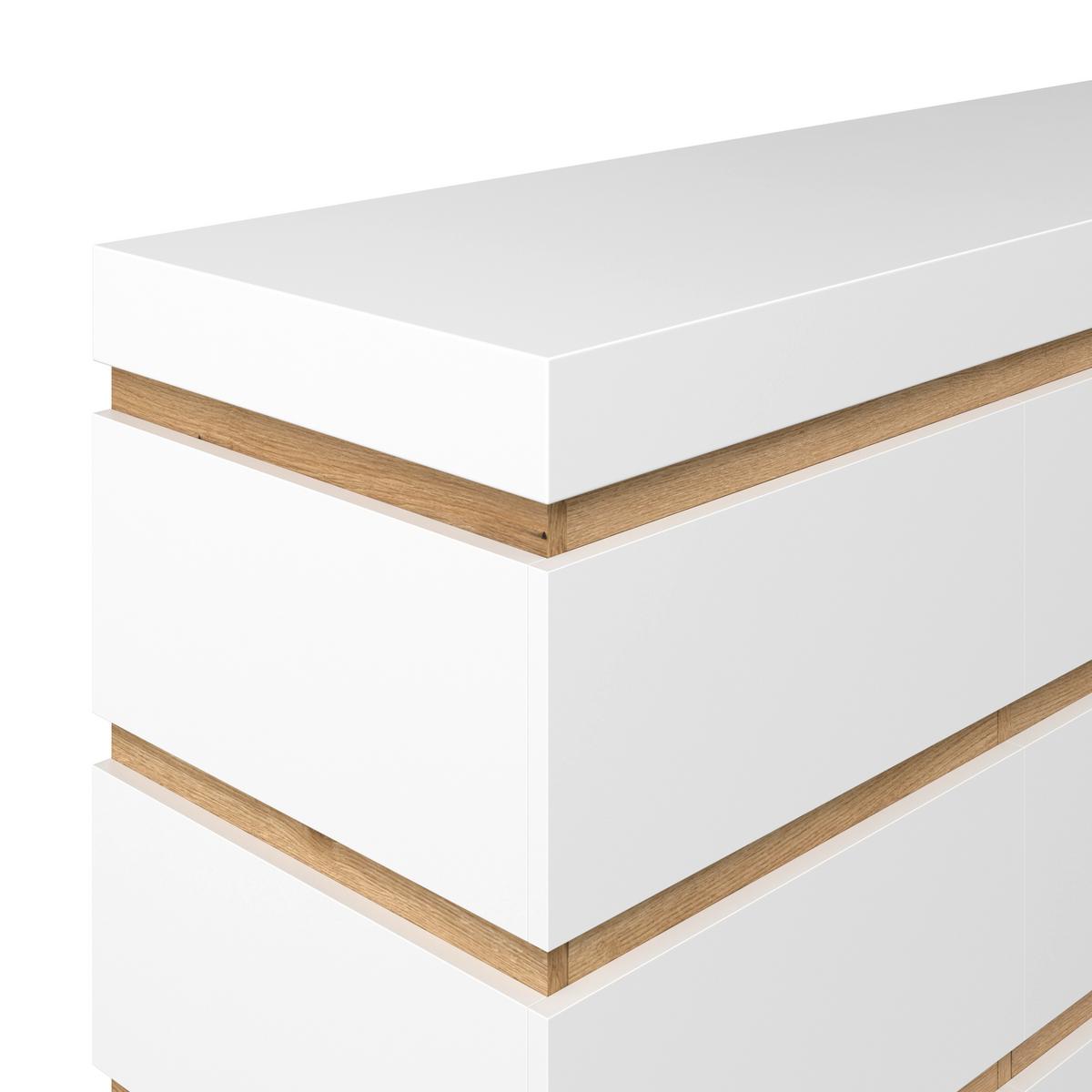 Sideboard Calabria Weiß/Eiche Dekor B: 201,2 cm - Eichefarben/Weiß, Trend, Holzwerkstoff (201,2/92,5/45cm)