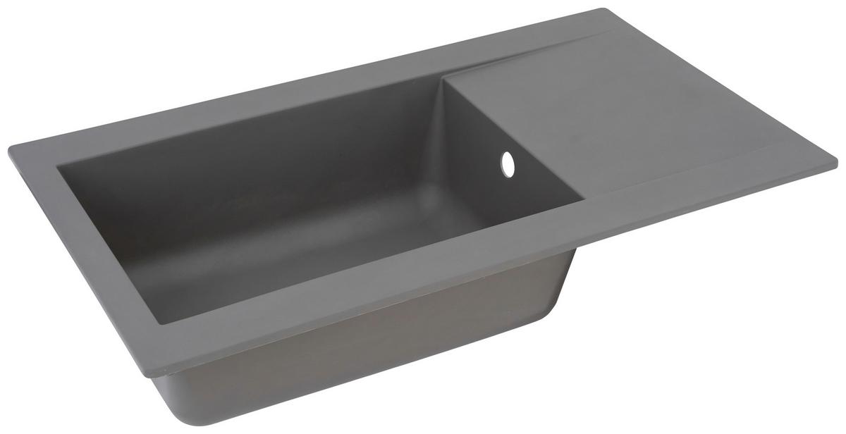 Spüle Respekta Denver Kunststein Bxt: 86x50 Cm - Grau, Trend, Glas/Kunststoff (86/20/50cm) - Respekta