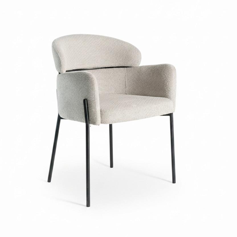 Židle s područkami Chloe, šedobéžová - černá/šedobéžová, Moderní, kov/textil (62/79/59,5cm) - Bessagi Home