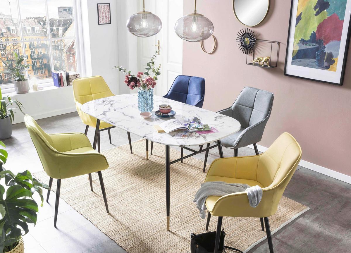 Esstisch Schwarz, Weiß L: 160cm - Schwarz/Weiß, Design, Glas/Metall (160/90/77cm) - Livetastic