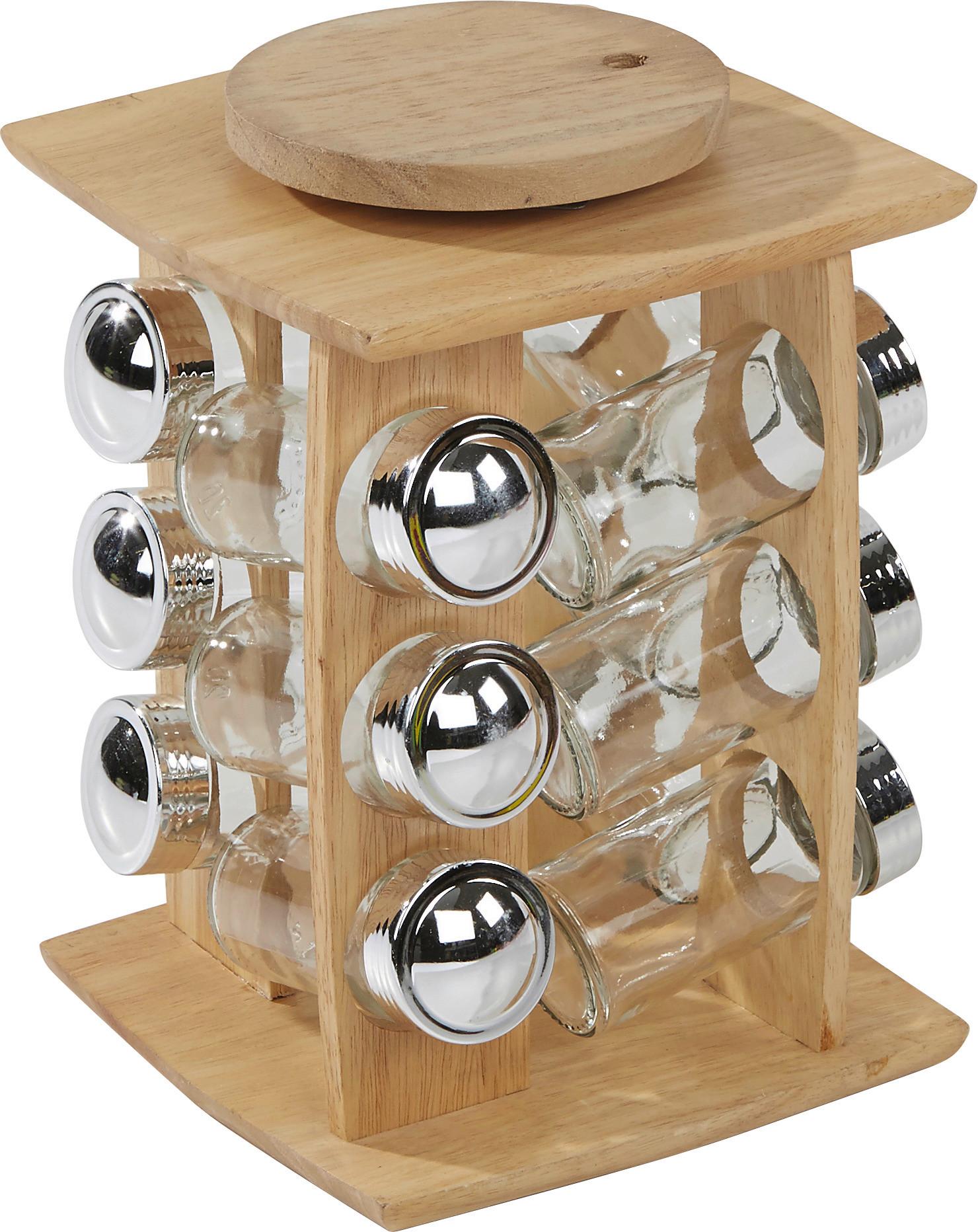Gewürzregal Holz Gabriella Mit 12 Gläser Bxh: 17,5x23,8 Cm