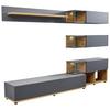 Wohnwand Modern 3 Tlg. Silk Wotaneiche Dekor/anthrazit - Eichefarben/Anthrazit, MODERN, Glas/Holzwerkstoff (240/150/40cm) - Livetastic