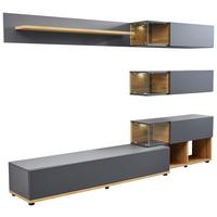Wohnwand Modern 3 Tlg. Silk Wotaneiche Dekor/anthrazit - Eichefarben/Anthrazit, MODERN, Glas/Holzwerkstoff (240/150/40cm) - Livetastic