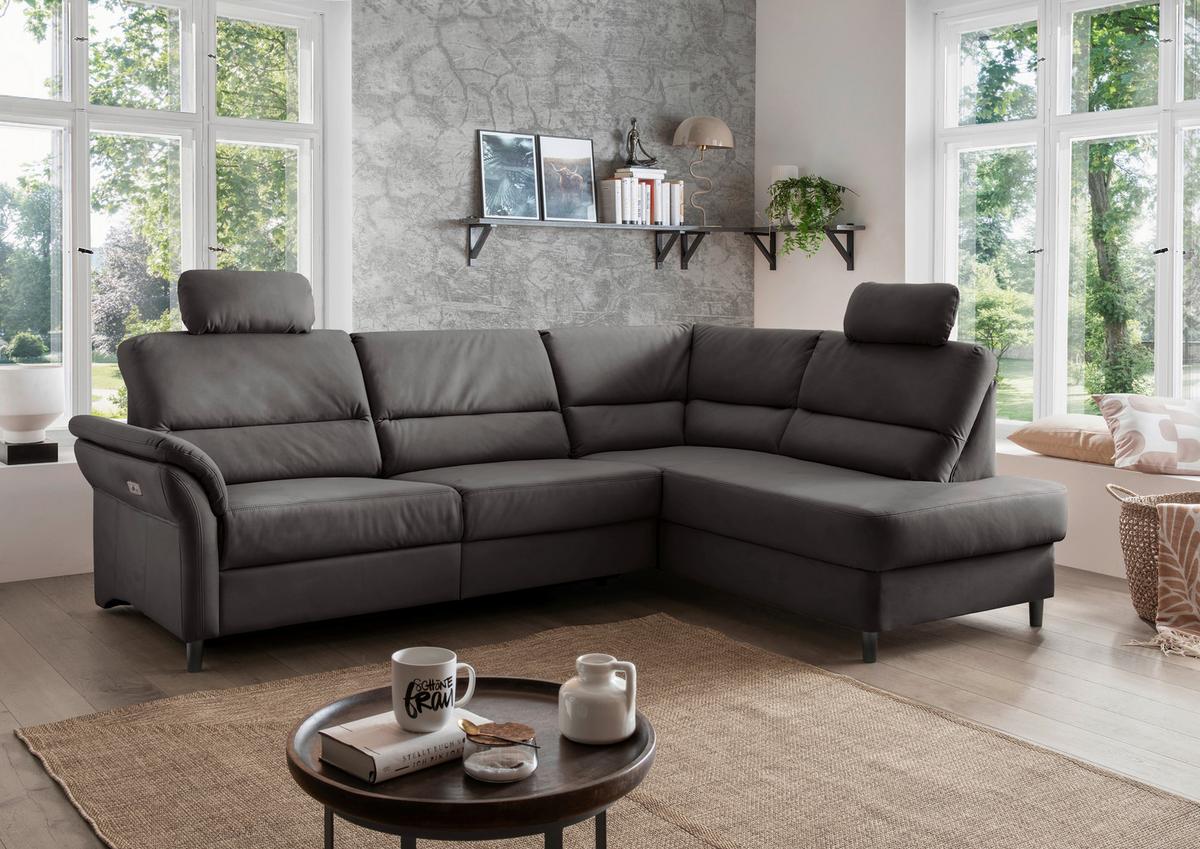 Ecksofa Cavoli Anthrazit S: 266x190 cm - Anthrazit/Schwarz, MODERN, Textil (266/190cm) - Livetastic