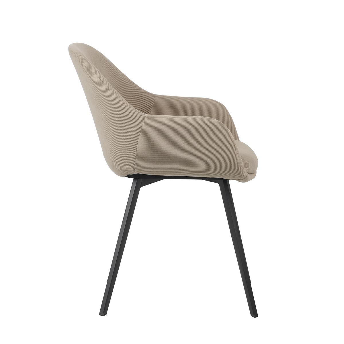 Armlehnstuhl-Set Cas Taupe B: 57cm - Taupe/Schwarz, MODERN, Textil/Metall (57/84/61cm) - Livetastic