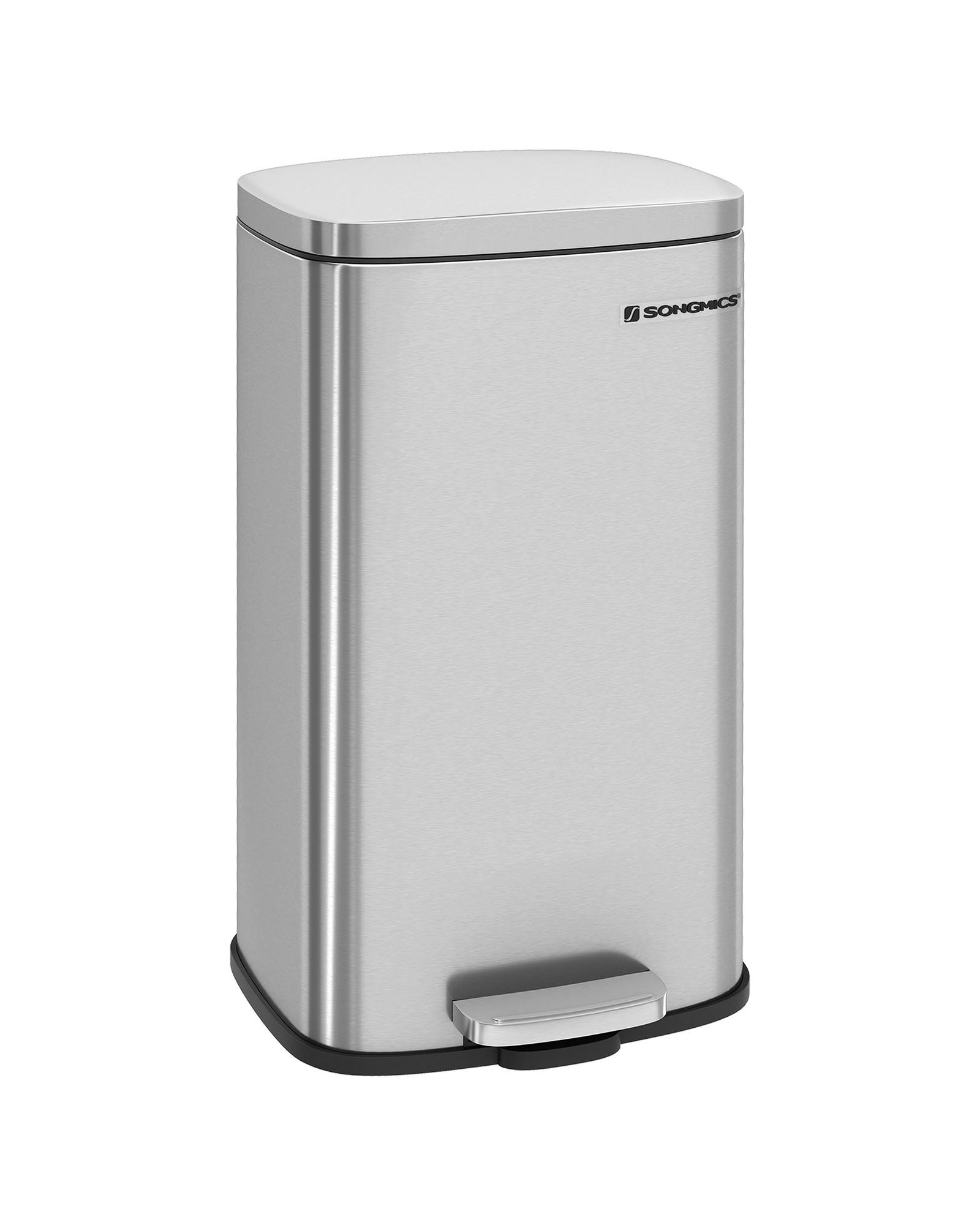 Abfallsammler Edelstahlfarben B: 34,8 Cm - Edelstahlfarben/Schwarz, Basics, Kunststoff/Metall (34,8/63,3/29,7cm)