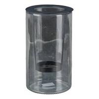 Teelichtglas Amon - Klar/Schwarz, KONVENTIONELL, Glas/Metall (11,5/20cm)