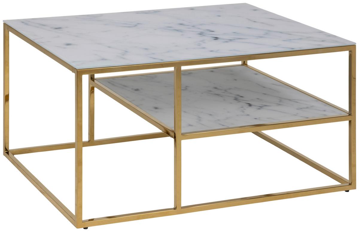 Konferenčný stolík ALISMA - bílá/barvy zlata, Trend, kov/sklo (90/60/45cm) - MID.YOU