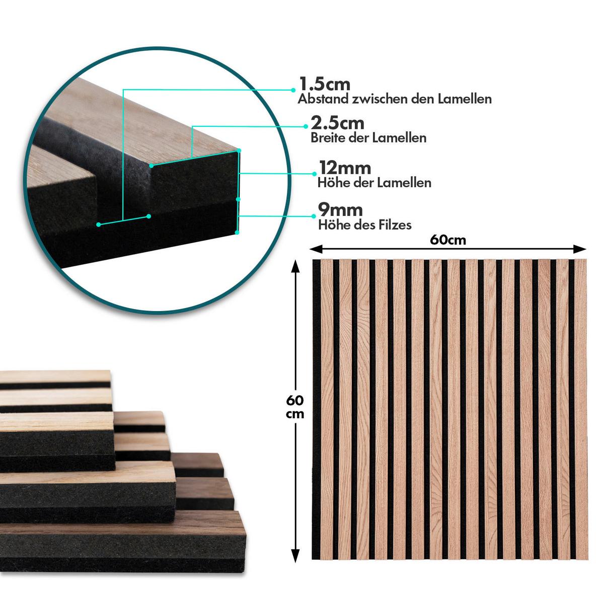 Akustikpaneel Akustikpaneel - Eichefarben, Basics, Holzwerkstoff (60/60cm)