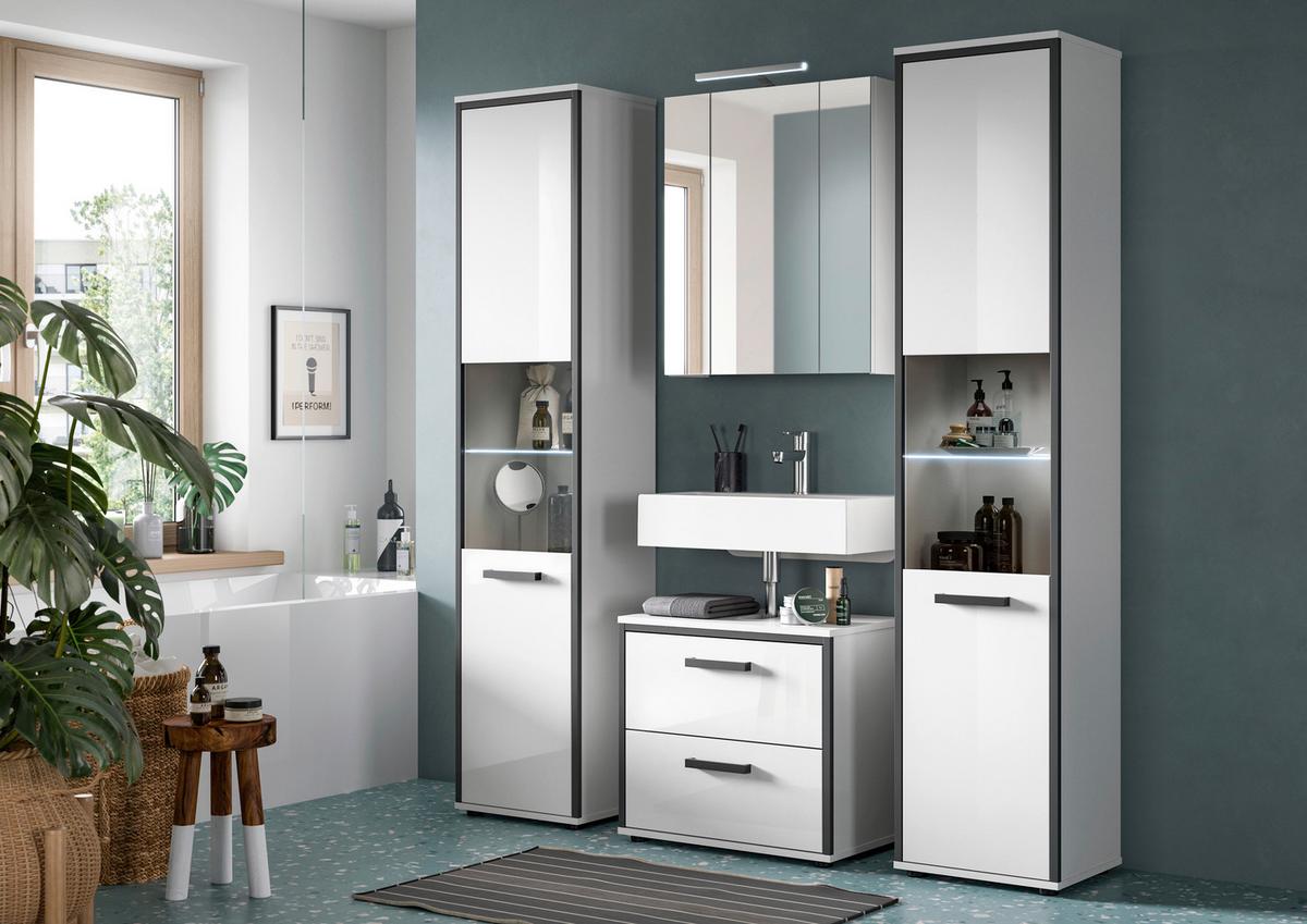 Badezimmer Kojak Schwarz/weiß K: 140 Cm - Weiß Hochglanz/Schwarz, MODERN, Holzwerkstoff (140cm) - MID.YOU