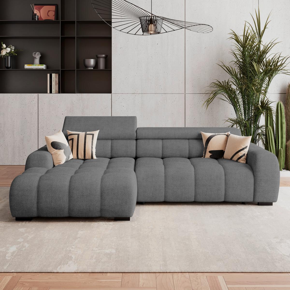 Ecksofa Fargo S Anthrazit, B: 168cm - Anthrazit/Schwarz, Trend, Textil (168/285cm)