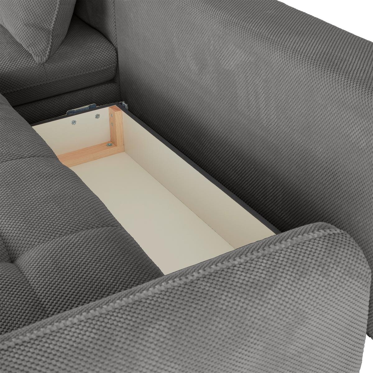 Ecksofa Wave - Schwarz/Grau, MODERN, Textil (189/266cm)