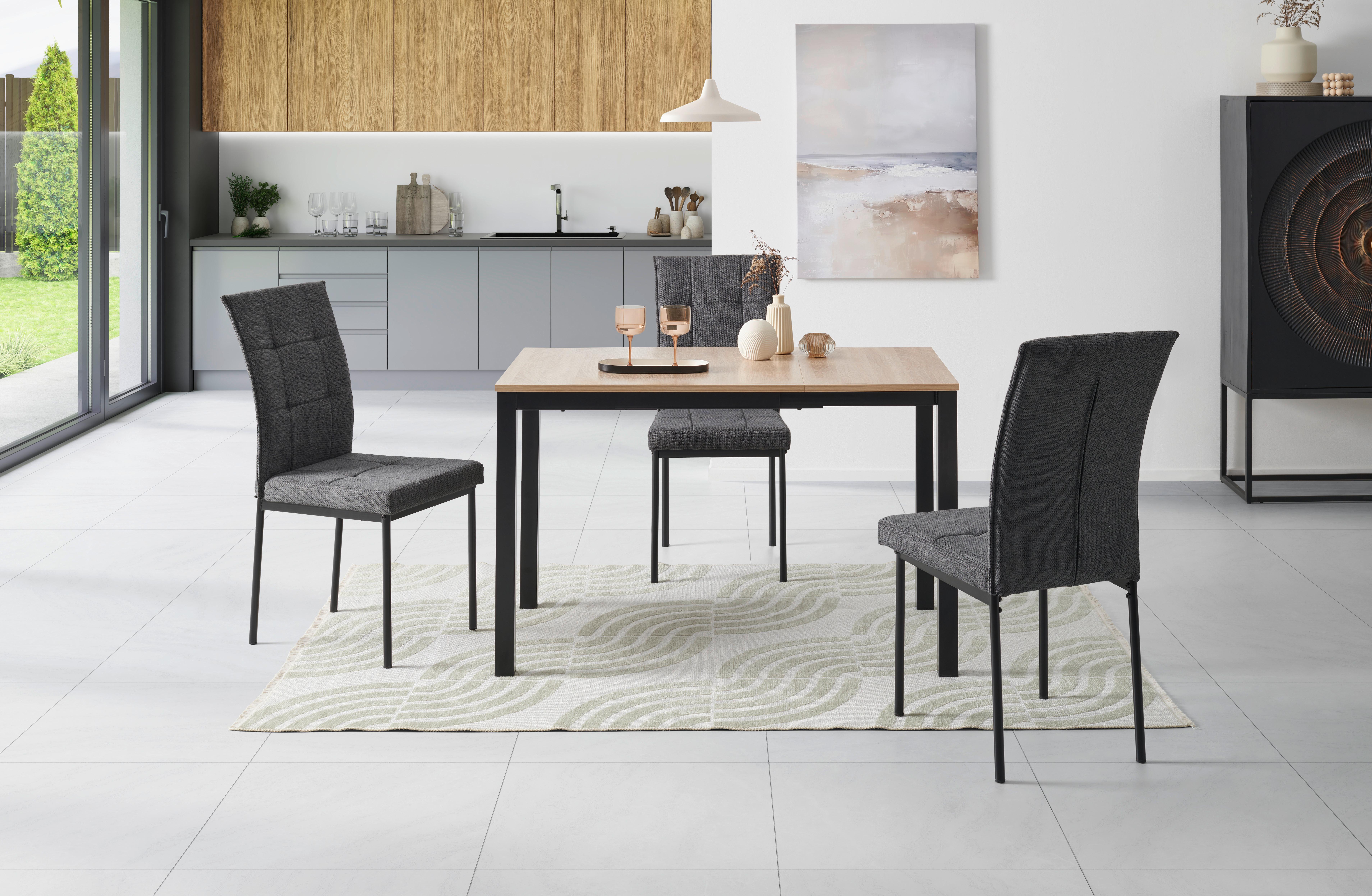 Vierfußstuhl Finn Webstoff Anthrazit, B: 44 Cm - Anthrazit/Schwarz, KONVENTIONELL, Textil/Metall (44/96/61cm) - MID.YOU