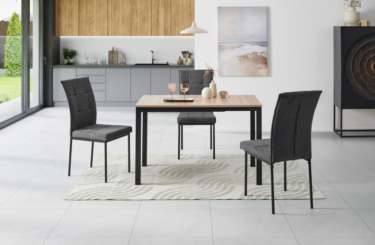Ausziehtisch Gina 80 cm Mdf Sonoma Dekor, B: 80-120 cm - Schwarz/Sonoma Eiche, KONVENTIONELL, Holzwerkstoff/Metall (80-120/76/70cm) - MID.YOU