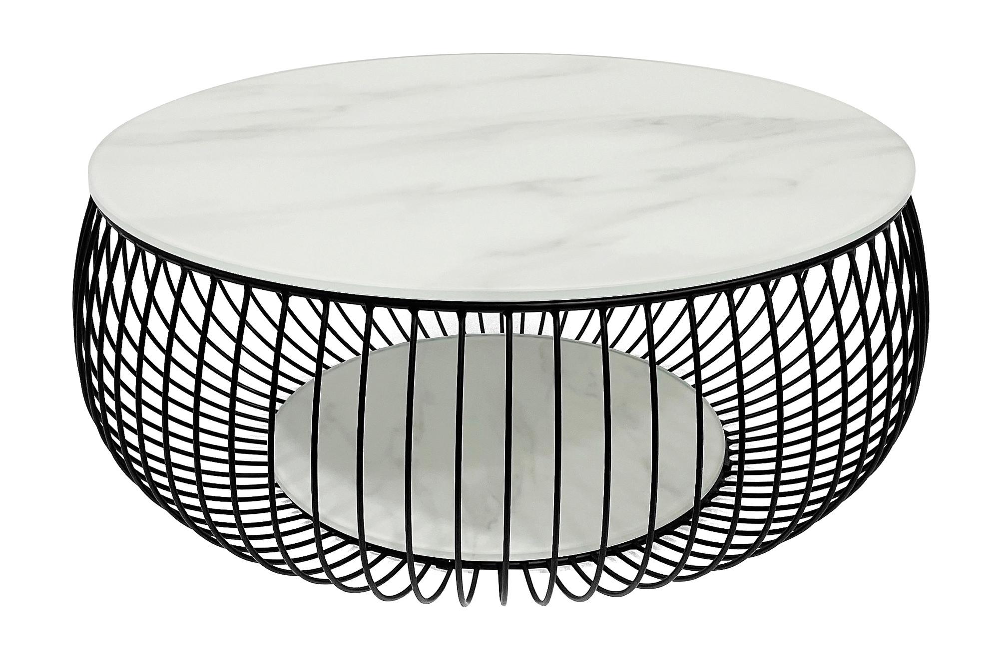 Couchtisch Schwarz/weiß D: 86 Cm - Schwarz/Weiß, Design, Glas/Metall (86/86/35cm) - Livetastic