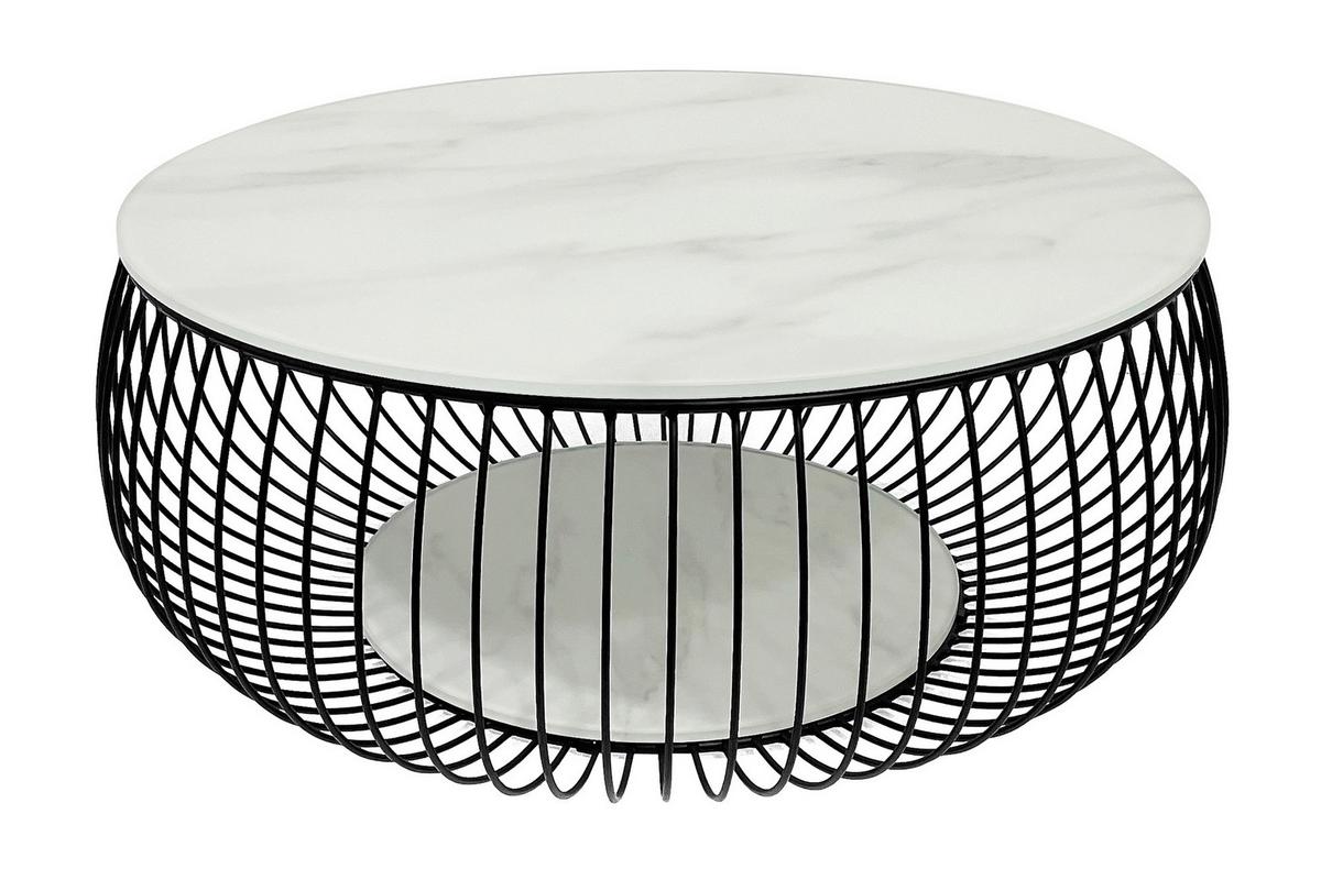 Couchtisch Schwarz/weiß D: 86 Cm - Schwarz/Weiß, Design, Glas/Metall (86/86/35cm) - Livetastic