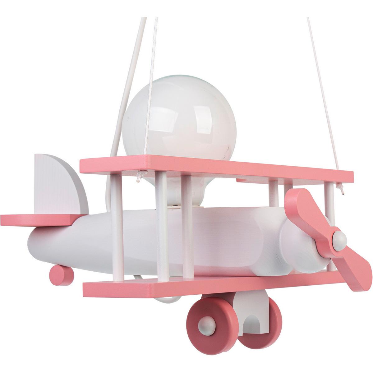 Kinderhängeleuchte 1041122 Flugzeug - Rosa/Weiß, KONVENTIONELL, Holz (42/45/75cm)