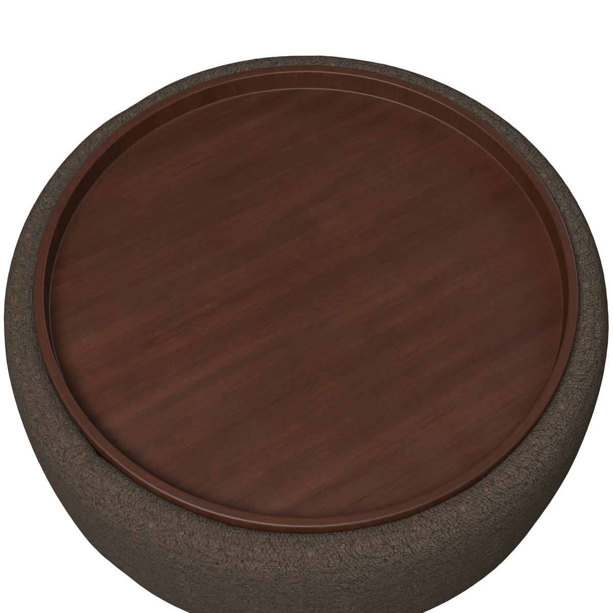 Rohová sedačka KIRA, hnědá žinylka, so stolíkem - černá/hnědá, Moderní, dřevo/textil (410/71/108cm) - Bessagi Home