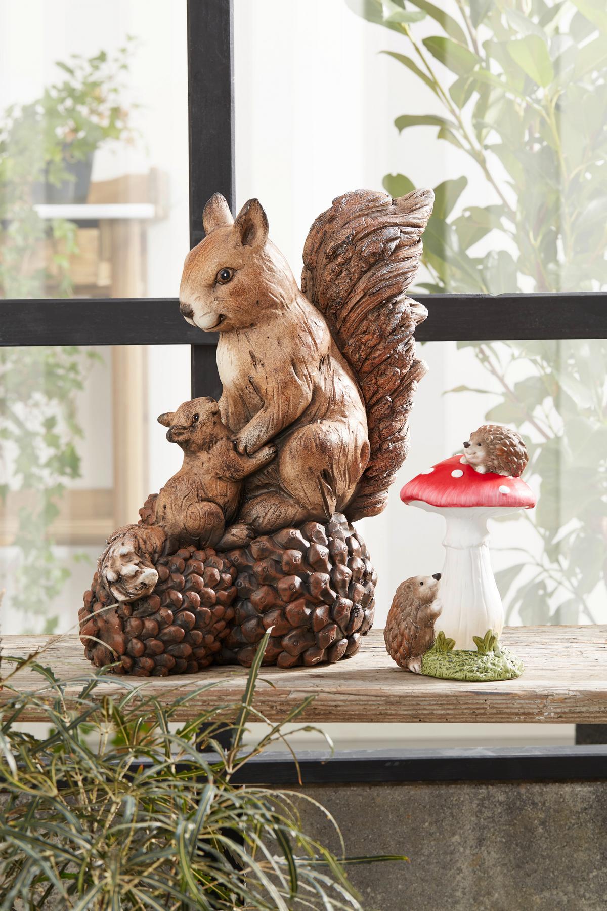 Dekofigur Eichhörnchen H: 37,7 Cm Naturstein Für Indoor - Braun, KONVENTIONELL, Stein (32,3/19/37,7cm) - Ondega