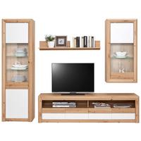Wohnkombination 4 -teilig. Mit Led Kashmir New 4 Eiche Dekor/weiß - Eichefarben/Weiß, MODERN, Holzwerkstoff (242/192/49cm) - James Wood
