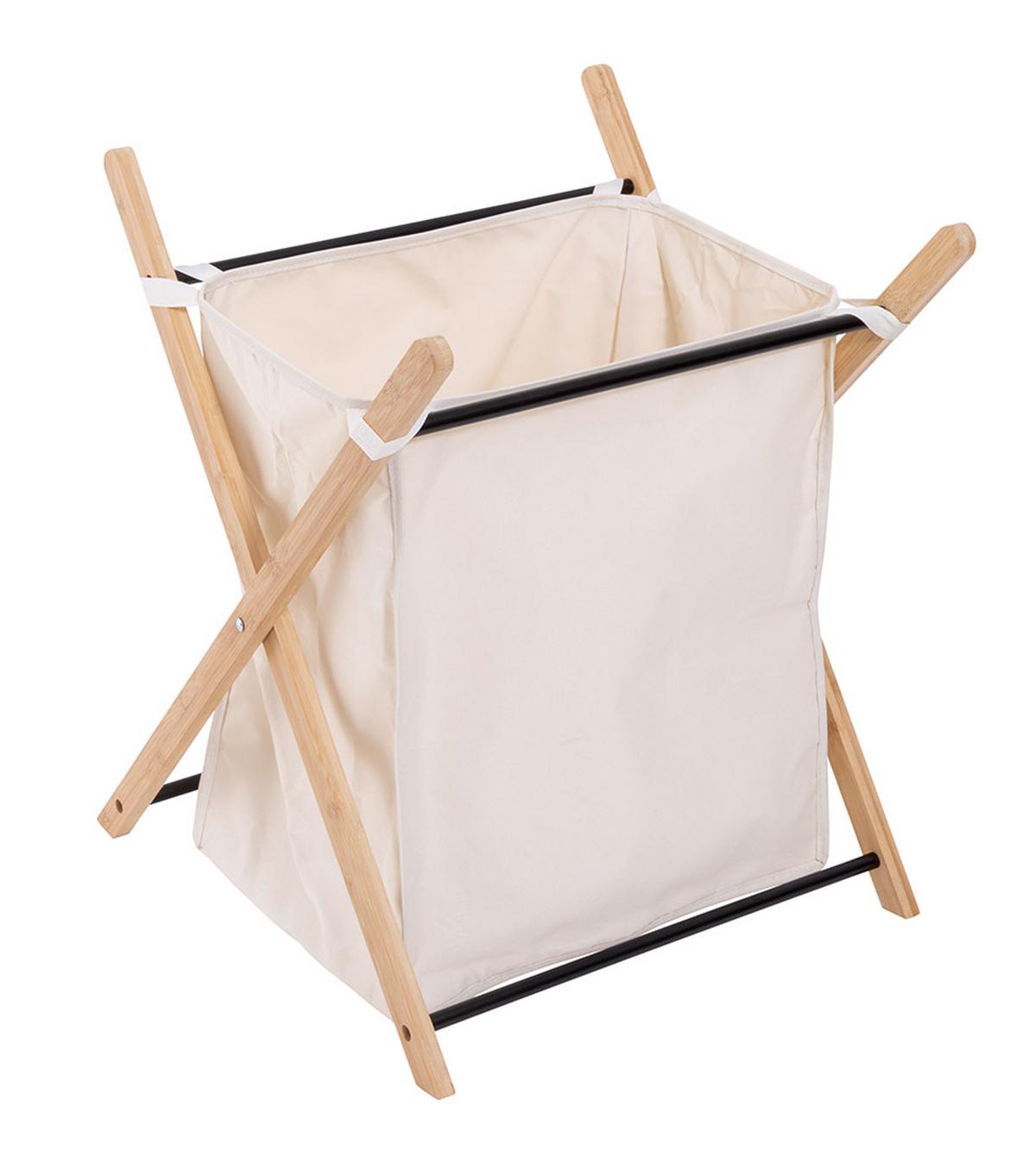 Wäschesack Bamboo 43x61x36 cm - Basics, Holz/Metall (43/61/36cm)