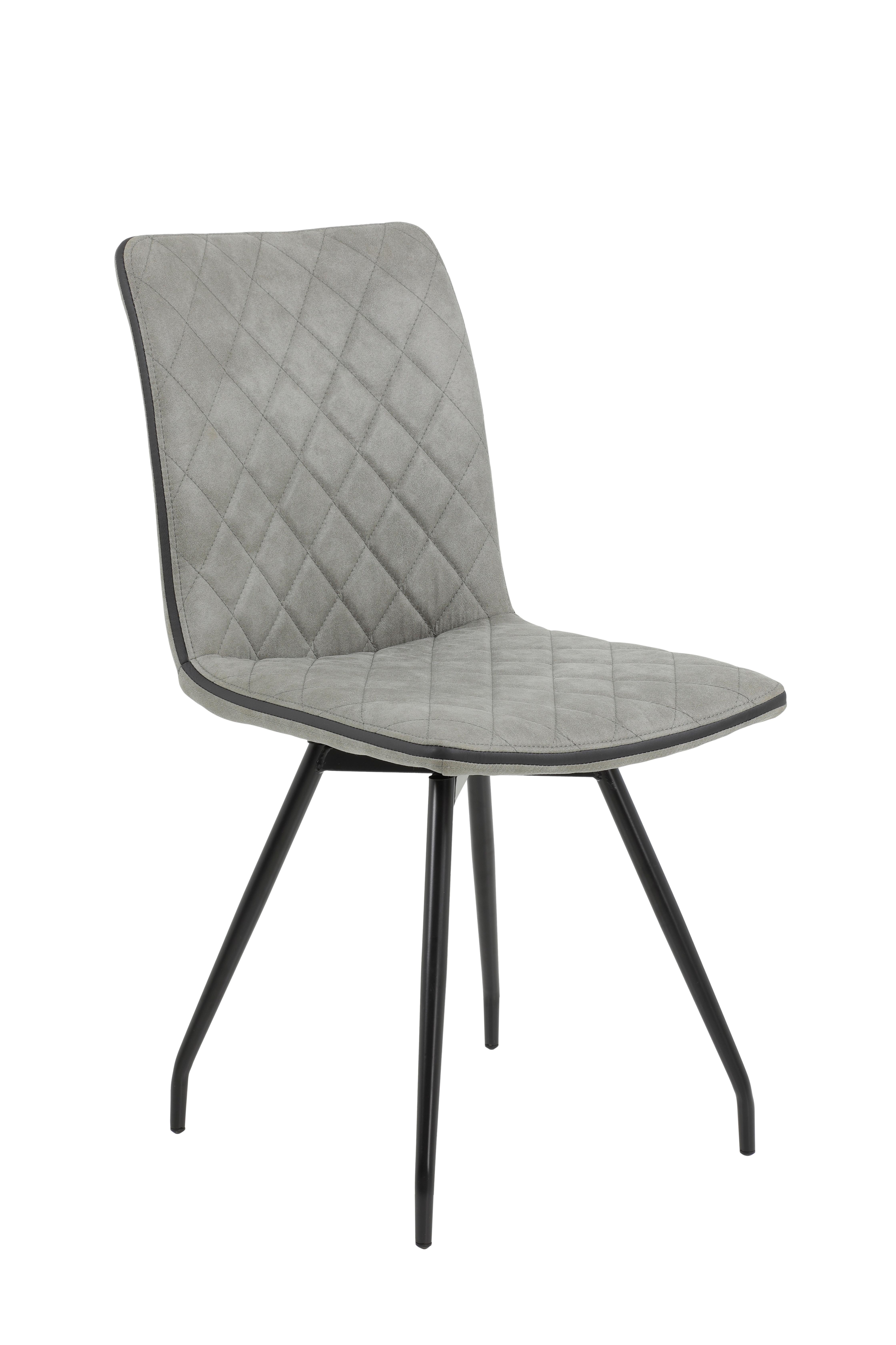 Esszimmerstuhl Sabine Grau Gepolstert/ Beine Schwarz - Schwarz/Grau, MODERN, Textil/Metall (45/90/59cm)