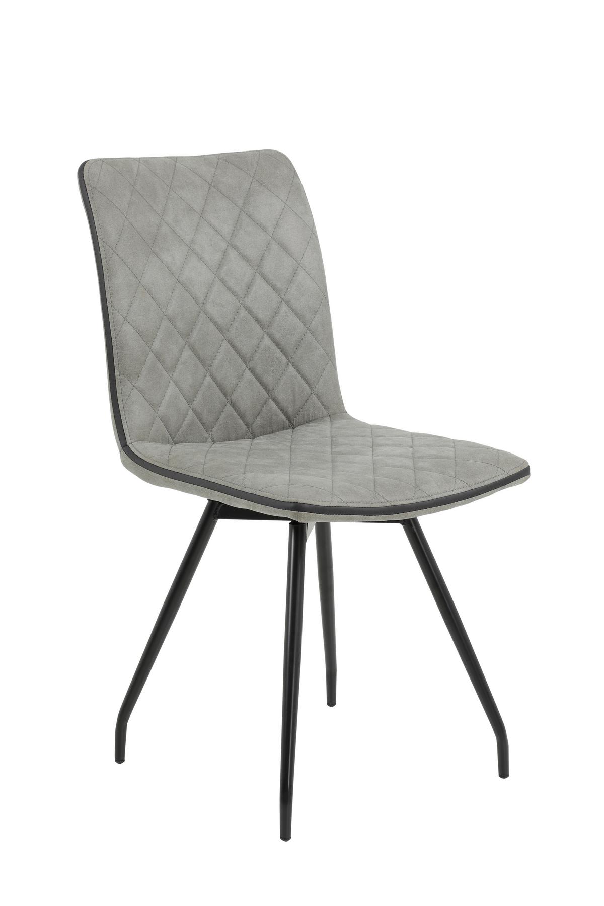 Esszimmerstuhl Sabine Grau Gepolstert/ Beine Schwarz - Schwarz/Grau, MODERN, Textil/Metall (45/90/59cm)