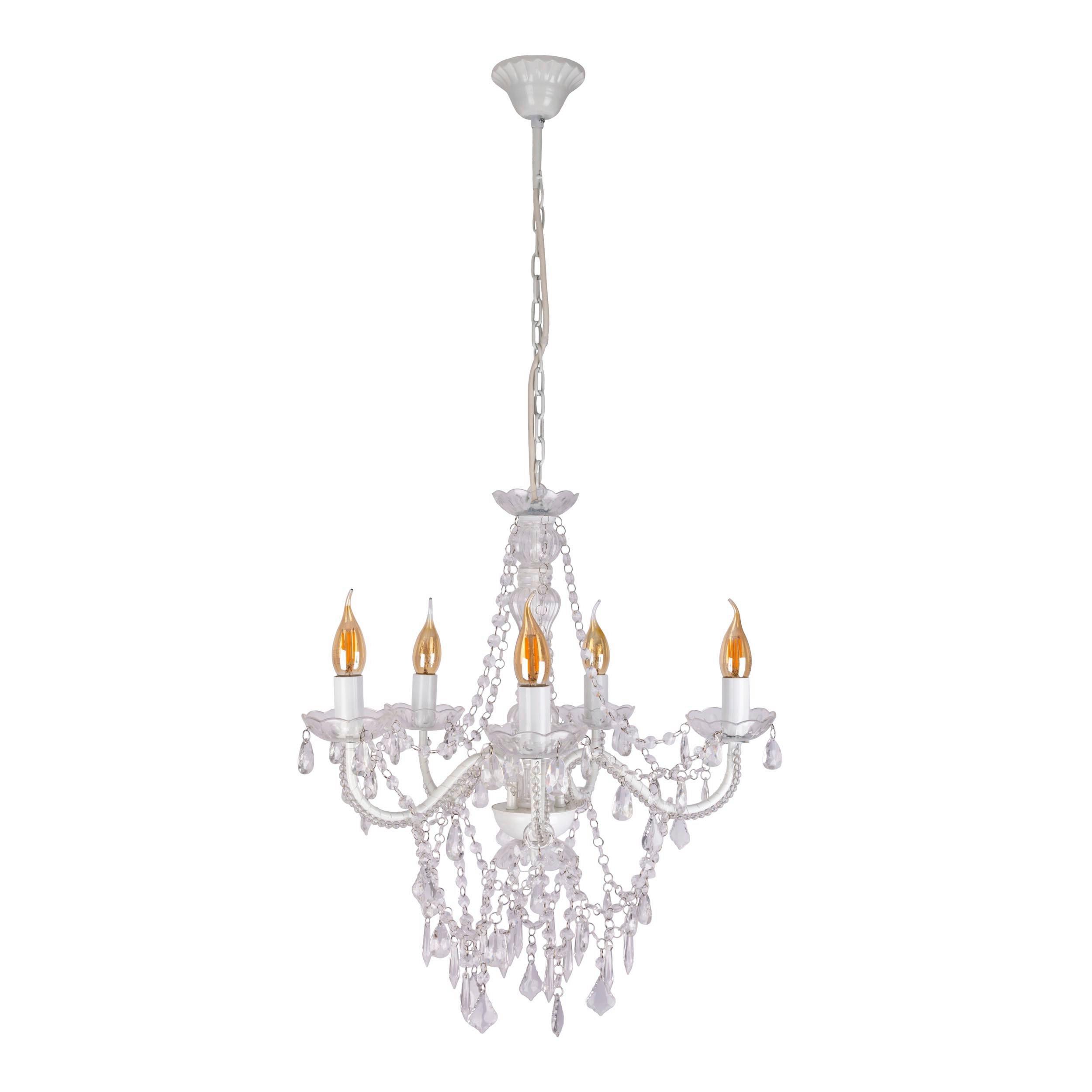 Kronleuchter 8009323 Cecilia 5er - Weiß, Trend, Kunststoff/Metall (52/85cm) - Näve