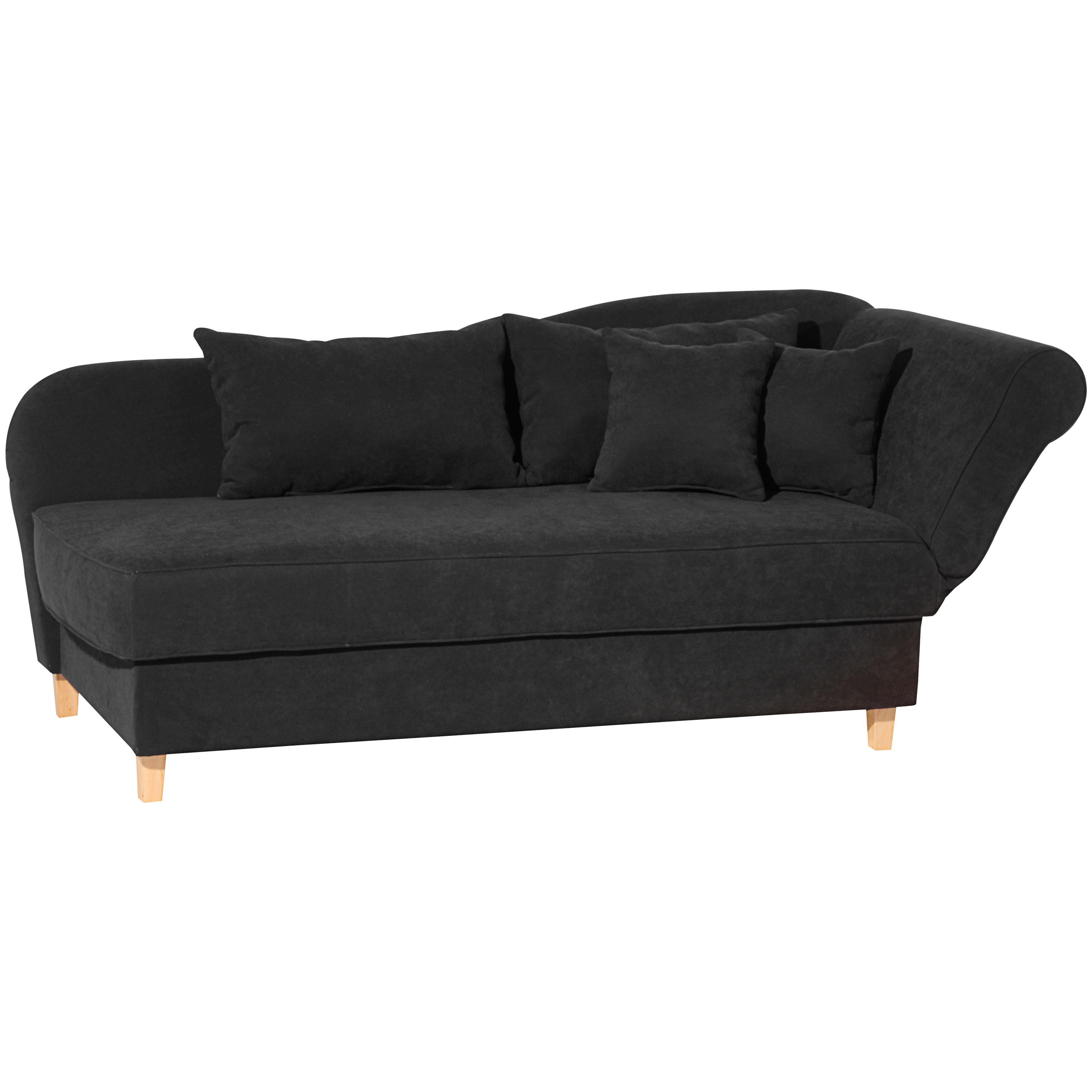 Recamiere Selma Schwarz Rechts mit Bettkasten+schlaffunktion - Buchefarben/Schwarz, Design, Textil (190/88/82cm) - Max Winzer