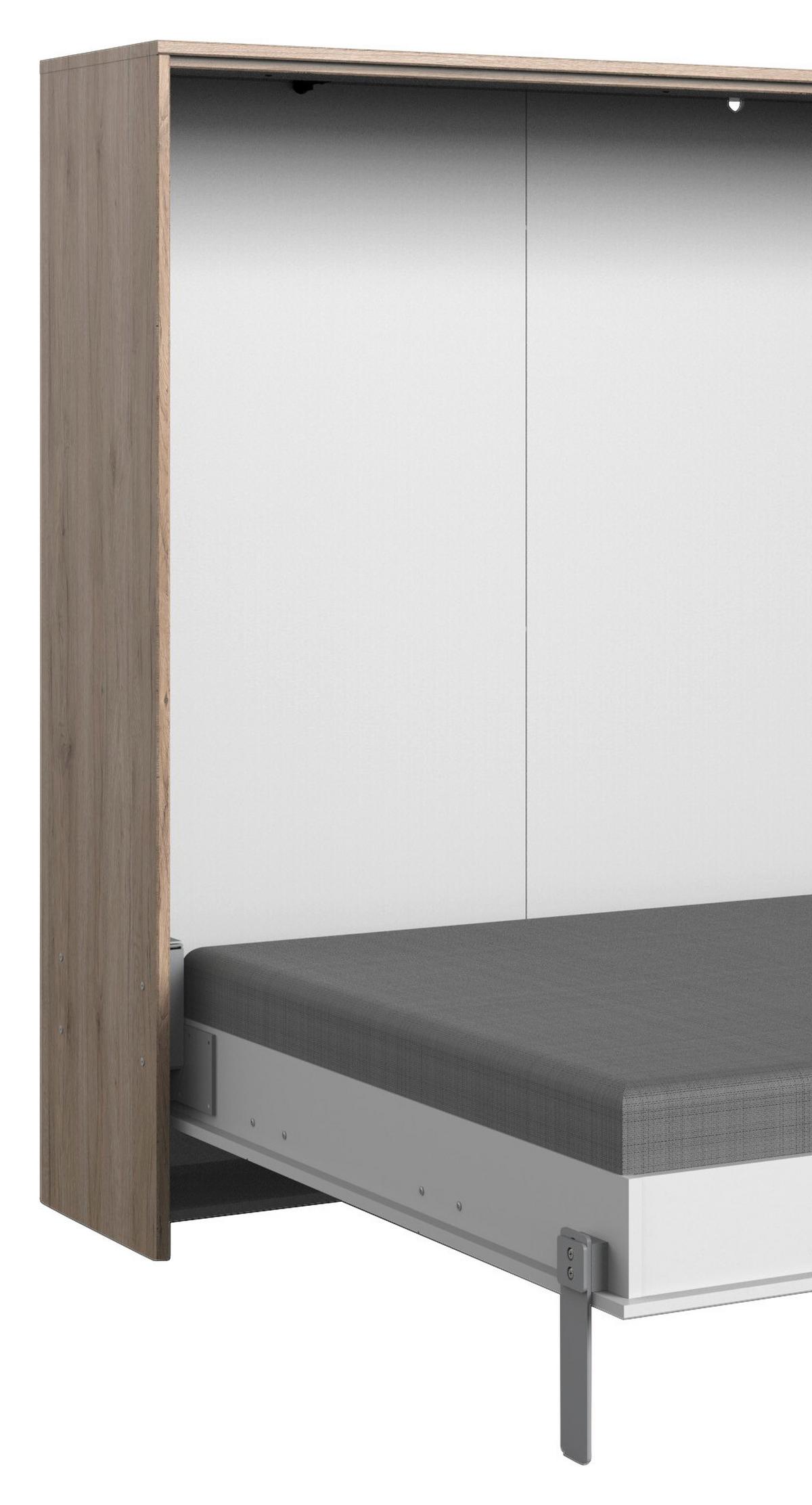 Schrankbett mit Lattenrost 140x200 Juist, Weiß/ Eiche - Eichefarben/Weiß, KONVENTIONELL, Holz/Holzwerkstoff (140/200cm) - MID.YOU