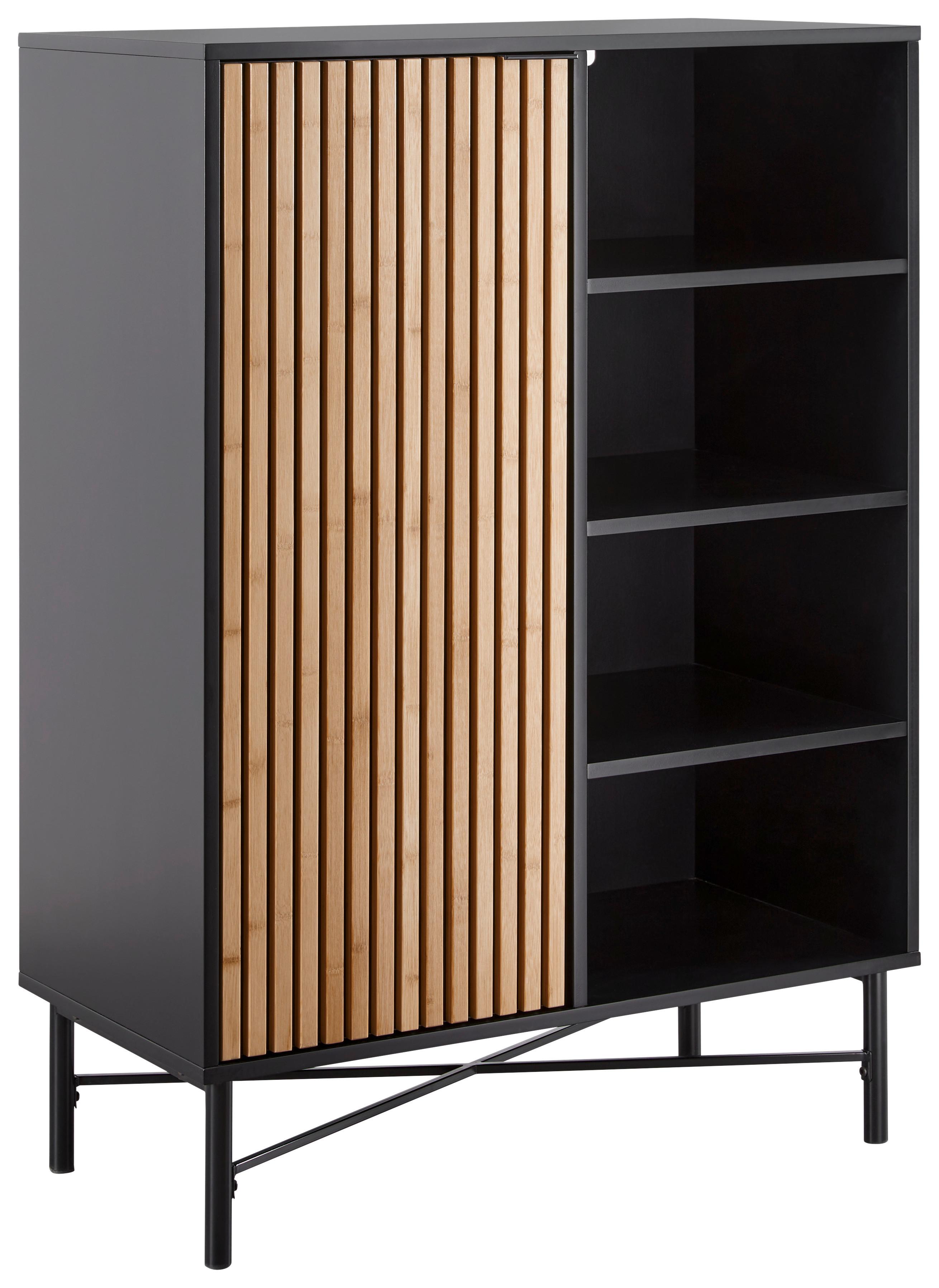 KOMODA MADRID -EXKLUSIV- - čierna/prírodná farba, Modern, kov/drevo (80/114/40cm) - Mömax