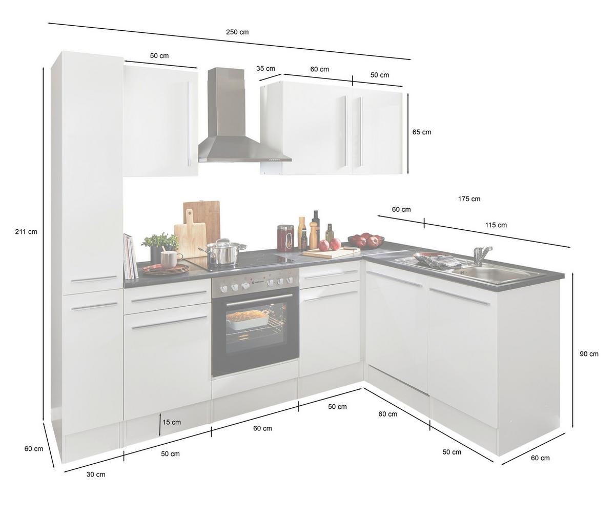 Eckküche Jazz 8 250 Schwarz S: 250x175 Cm - Eichefarben/Schwarz, LIFESTYLE, Holzwerkstoff (250/175cm) - MID.YOU