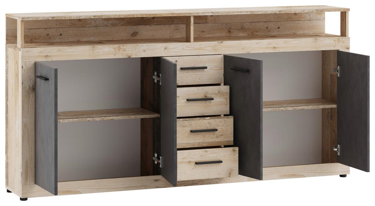 Sideboard Lupo Eiche Dekor Anthrazit B: 190 Cm - Eichefarben/Anthrazit, Design, Holzwerkstoff (190/96/32cm) - MID.YOU